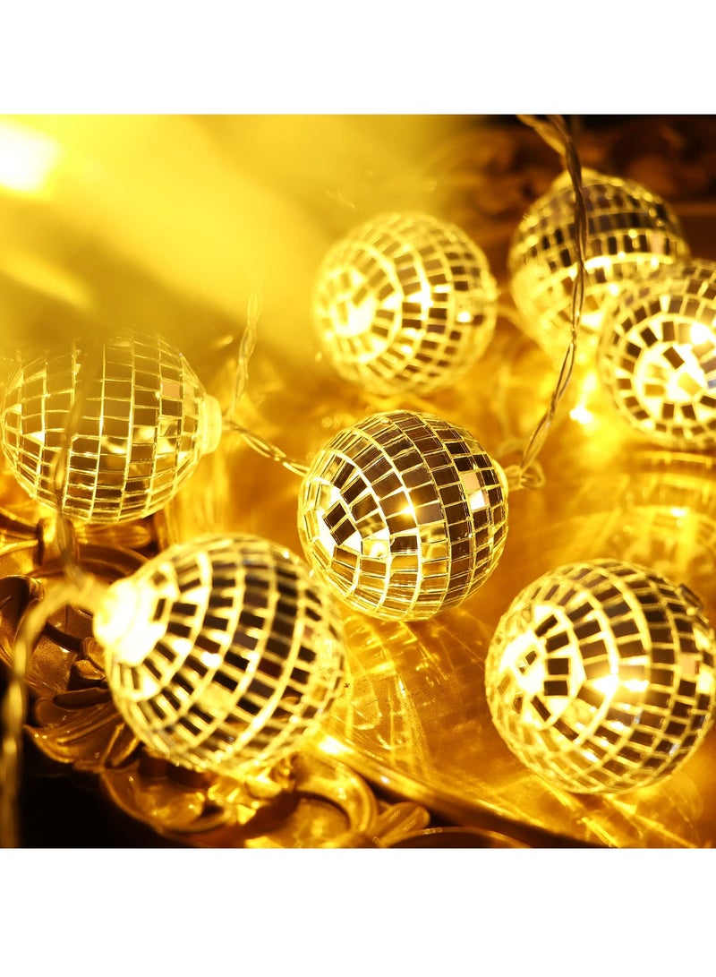 Excefore Led Disco Ball String Lights, 20 Pcs Mirror Led Party Light Glass Ball Light Decorative Light String with Remote Control for Indoor Outdoor Patio Party Yard Garden Kids Bedroom Living Dorm (Yellow) - Image 5