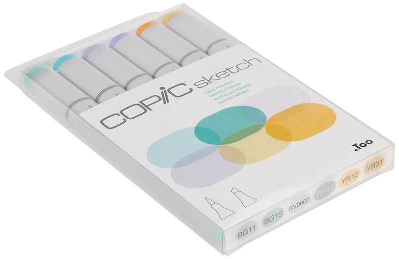 COPIC طقم أقلام كوبية S 6 قطع للرسم، ألوان باهتة، متعددة الألوان - Image 5