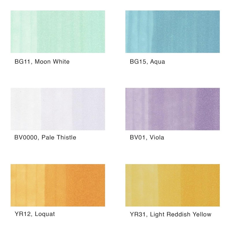 COPIC طقم أقلام كوبية S 6 قطع للرسم، ألوان باهتة، متعددة الألوان - Image 2