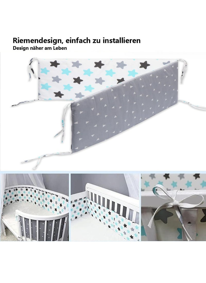 Generic - Crib Bumper Breathable Cot Bumper Breathable Mesh Cot Liner Crib Rail Cover Baby Crib Bumper Baby Boys Girls Nursery Breathable Crib Bedding Baby Bed Bumper 130x30cm (Grey) - Image 1