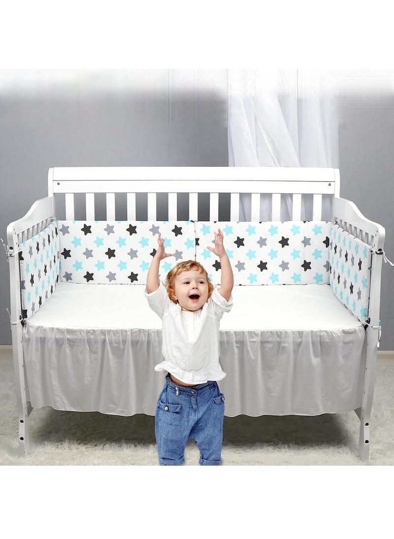 Generic - Crib Bumper Breathable Cot Bumper Breathable Mesh Cot Liner Crib Rail Cover Baby Crib Bumper Baby Boys Girls Nursery Breathable Crib Bedding Baby Bed Bumper 130x30cm (Grey) - Image 1