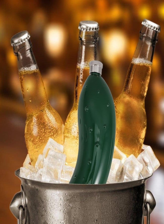 Garneck Stainless Steel Cucumber Liquor Flask: 5 Oz Novelty Hip Flask Portable Camping Travel Jug for Whiskey Water Stylish Unique Decanter Party Favor for Men Women - Image 2