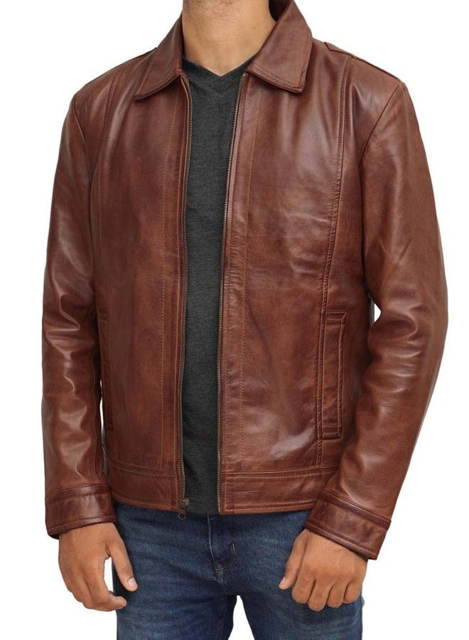 FJACKETS Mens Brown Leather Jacket - Real Leather Jackets For Men - Moto Style Leather Jacket Men, Wiiick - Brown Leather Jacket, M - Image 3