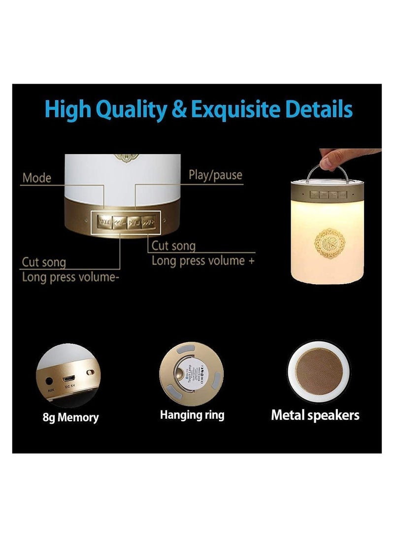 Speaker Touch Lamp, 4 in 1 Bluetooth Speaker with 7 Colors LED Light, Quran Recitations and Song, FM Broadcast, Remote & Touch Control Quran Speaker Lamp - Image 3