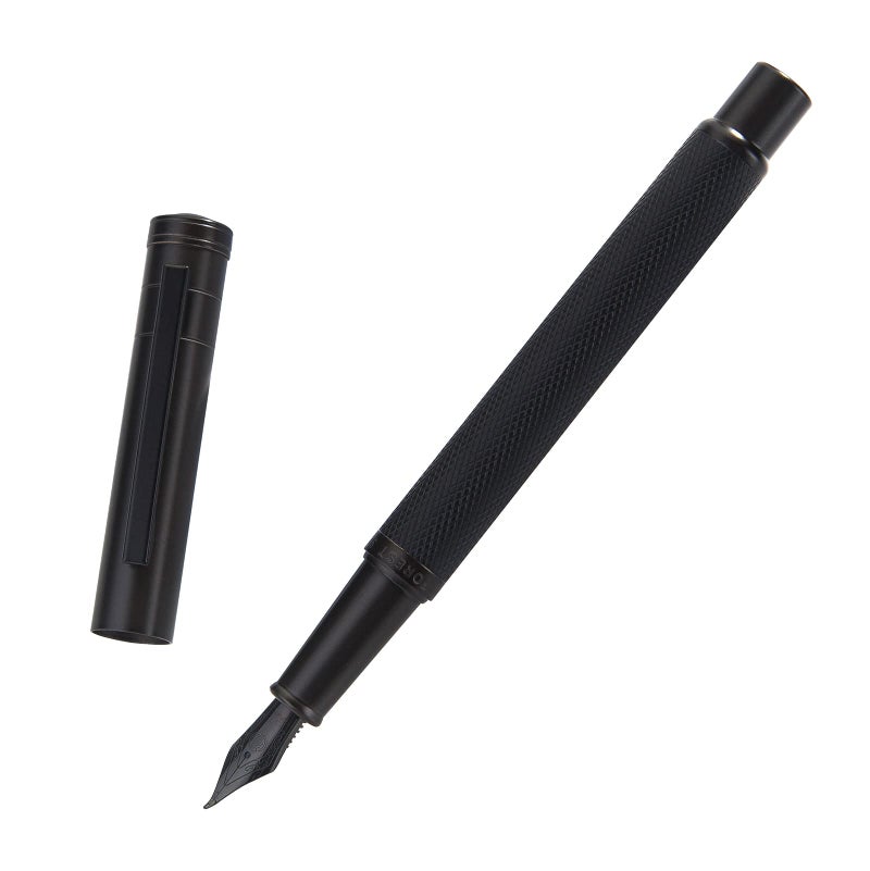 Asvine Brushed Black Forest Fude Pen, Bent Nib Calligraphy Fountain Pen (Fine to Broad) with Converter and Metal Box Set by Asvine - Image 1