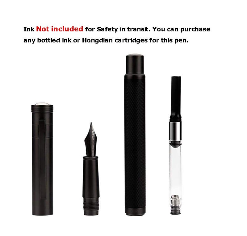 Asvine Brushed Black Forest Fude Pen, Bent Nib Calligraphy Fountain Pen (Fine to Broad) with Converter and Metal Box Set by Asvine - Image 5
