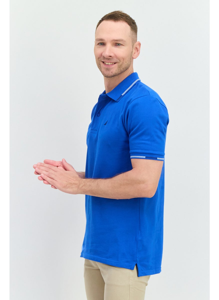 NAUTICA Men Regular Fit Embroidered Logo Short Sleeve Polo Shirt, Blue  - Image 4