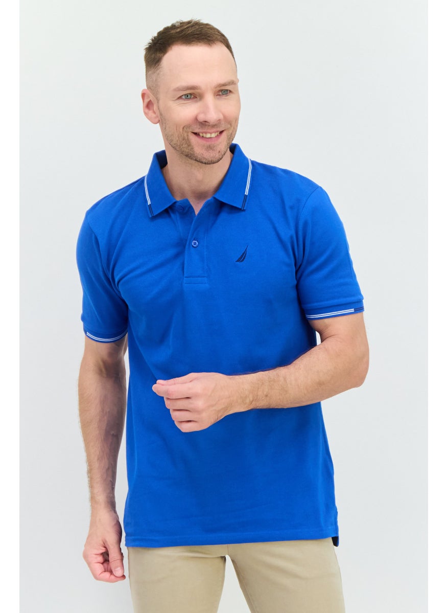 NAUTICA Men Regular Fit Embroidered Logo Short Sleeve Polo Shirt, Blue  - Image 1