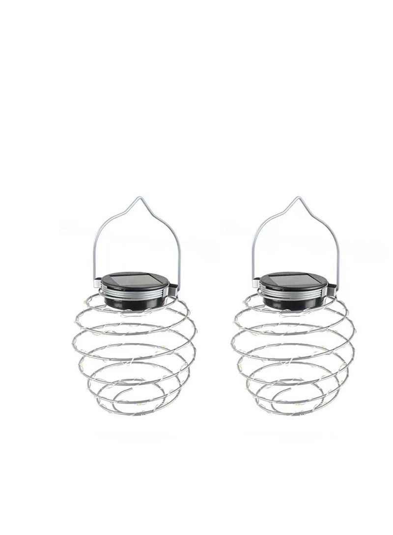 BLUE CORAL مصباح معلق يعمل بالطاقة الشمسية، مصباح LED أبيض دافئ، حلزوني معلق مقاوم للماء IP44، مصباح منظر طبيعي من الحديد المطاوع، مصابيح شمسية لديكور الحديقة (عبوة من 4 قطع)  - Image 2