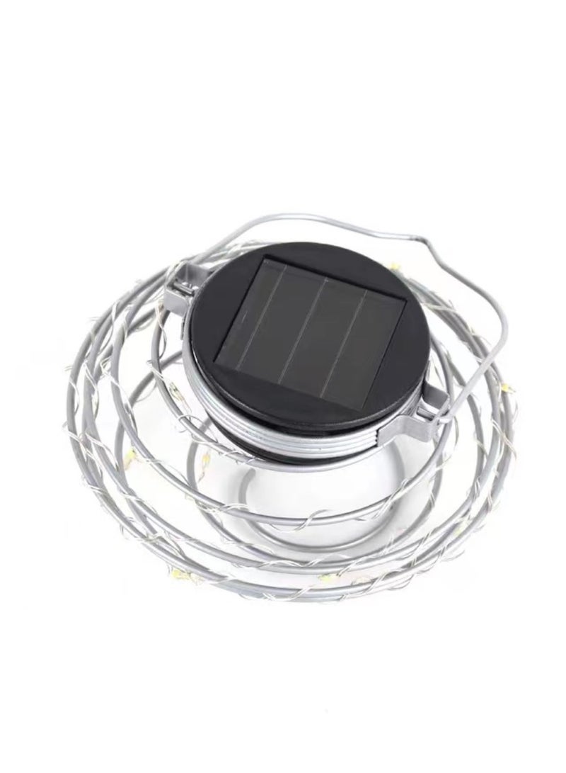 BLUE CORAL مصباح معلق يعمل بالطاقة الشمسية، مصباح LED أبيض دافئ، حلزوني معلق مقاوم للماء IP44، مصباح منظر طبيعي من الحديد المطاوع، مصابيح شمسية لديكور الحديقة (عبوة من 4 قطع)  - Image 4