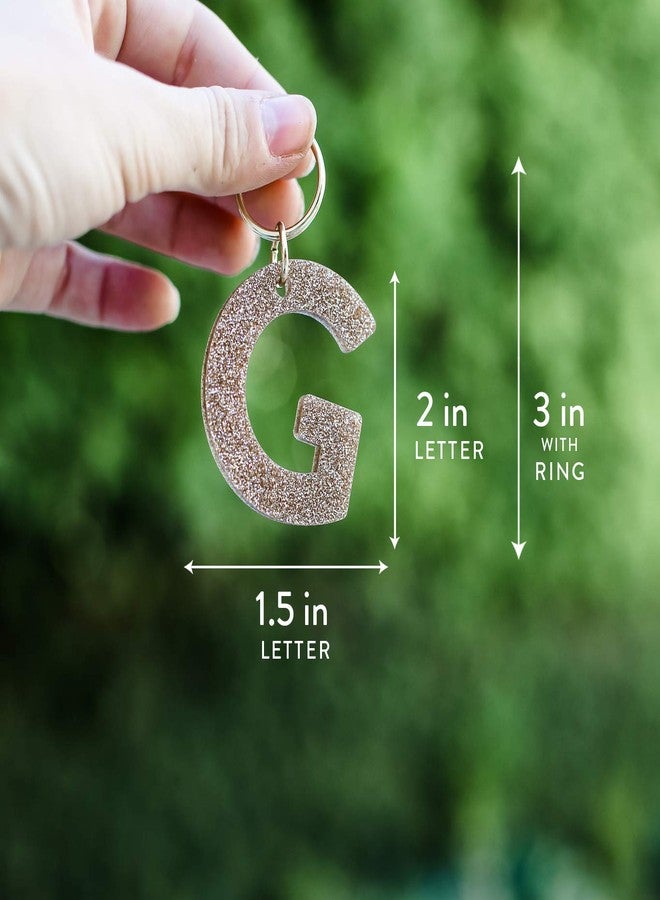 Lucky Feather Letter K Keychain Accessories for Women, Gold Glitter Initial Key Ring - Image 5