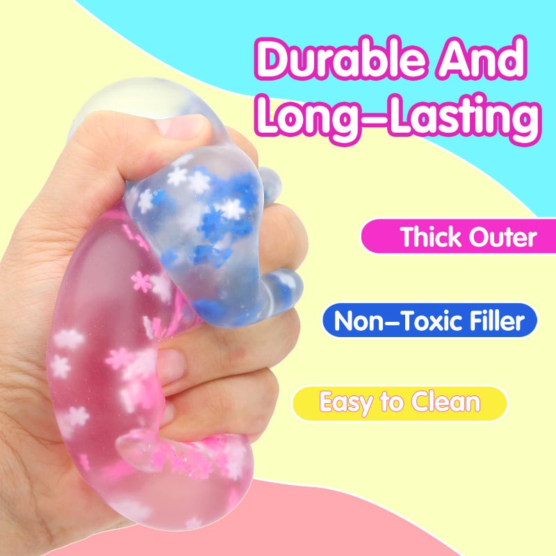Siwarm Fidget Toy Stress Cube- 4 Pack Sensory Squeeze Toys, Slow Rising Squishy Cube Filled with Thick Substance and Snowflakes Crafts, Anxiety Stress Relief Calming Tool for Adults and Kids - Image 4
