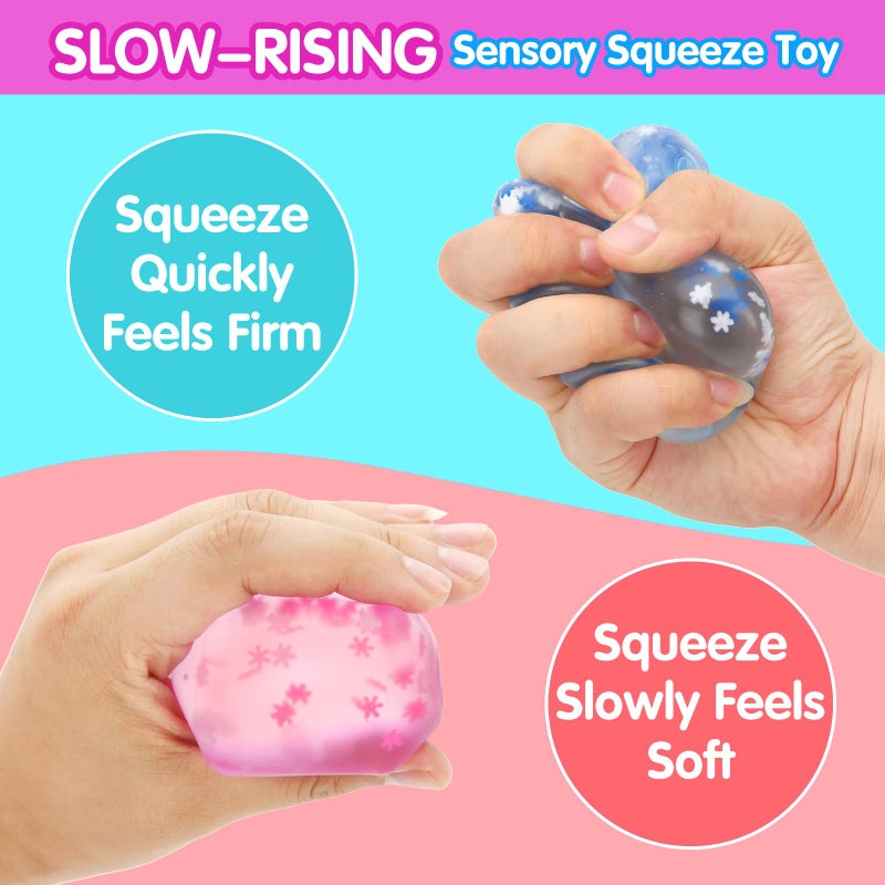 Siwarm Fidget Toy Stress Cube- 4 Pack Sensory Squeeze Toys, Slow Rising Squishy Cube Filled with Thick Substance and Snowflakes Crafts, Anxiety Stress Relief Calming Tool for Adults and Kids - Image 5
