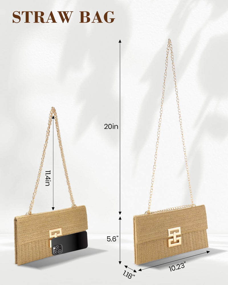 Loiyadn Straw Purse - Beach Bags for Women Summer, Woven Clutch Purses for Women Crossbody Shoulder Handbag - Image 5