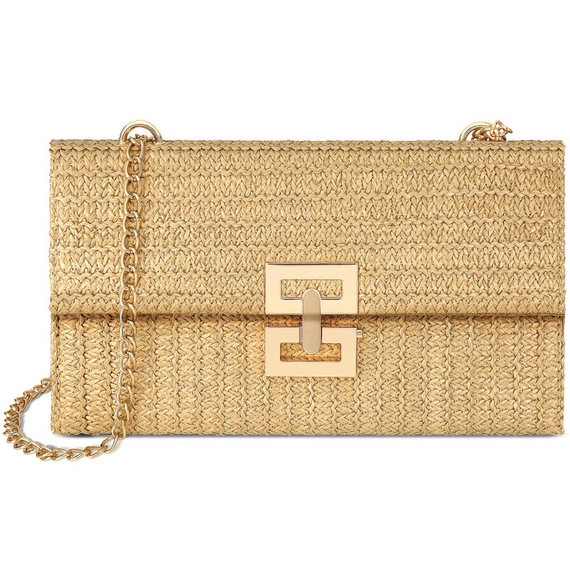 Loiyadn Straw Purse - Beach Bags for Women Summer, Woven Clutch Purses for Women Crossbody Shoulder Handbag - Image 1