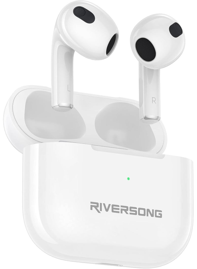 RIVERSONG Airfly L3 Environmental Noise Cancellation Earbuds, 30Hrs Playtime, SweatProof, White Color - Image 2