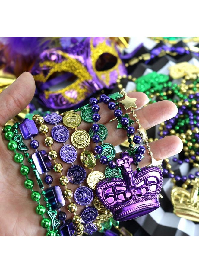 GiftExpress 100 Pcs Mardi Gras Metallic Bead Necklaces For Party Favors, Mardi Gras Party, New Year Parade, St Patrick Day Celebrations, Christmas Decorations, Tailgating Party, Gaysby Themed Party  - Image 4
