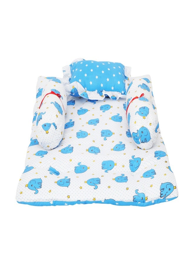 AMARDEEP and Co Combo of Baby Bed with Net | Carry Bag | 4 Pcs Bedding Set(0-6 Months) (Cute Elephants Blue) - Image 3