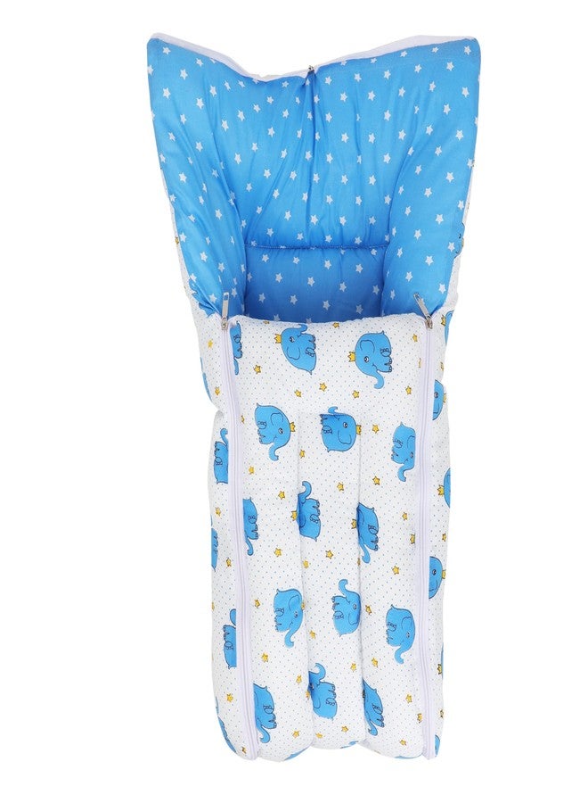 AMARDEEP and Co Combo of Baby Bed with Net | Carry Bag | 4 Pcs Bedding Set(0-6 Months) (Cute Elephants Blue) - Image 2