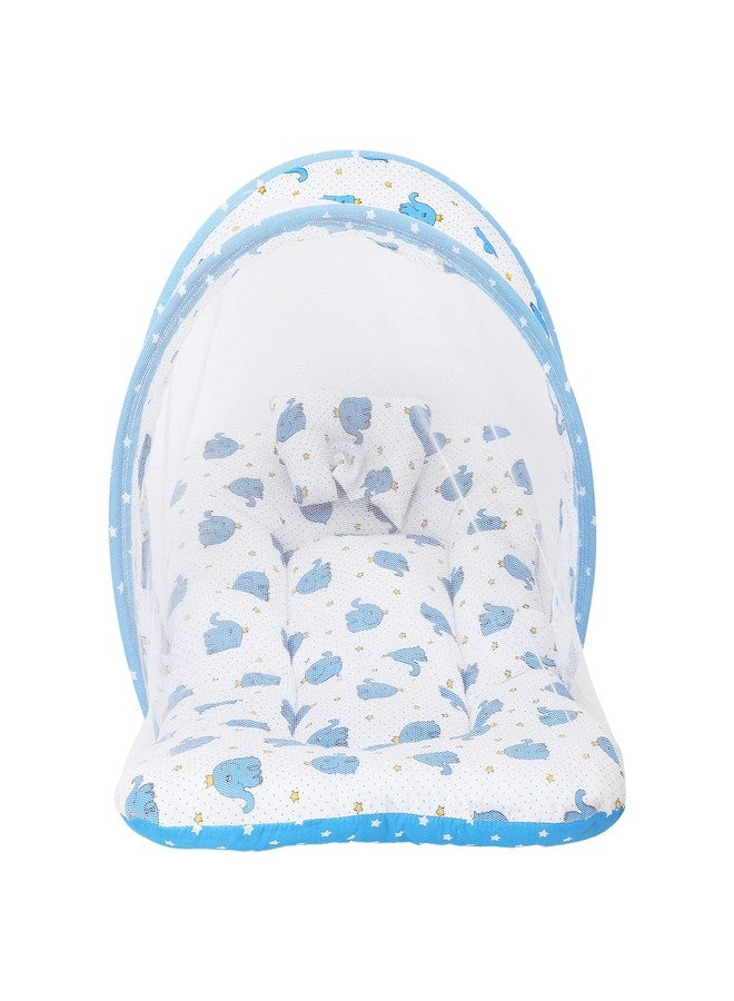 AMARDEEP and Co Combo of Baby Bed with Net | Carry Bag | 4 Pcs Bedding Set(0-6 Months) (Cute Elephants Blue) - Image 4
