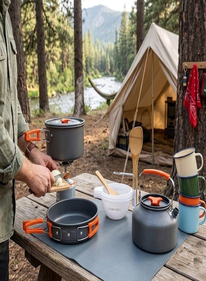 Sakar Outdoor 9 Pcs Camping Cookware Set, Compact Alloy Steel Cooking Kit for Travel, Picnic, Hiking, Road Trips, Survival, Lightweight and Portable Mess Kit - Image 3