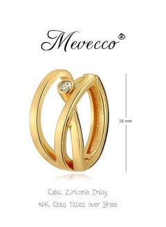Mevecco Women Huggie Hoop Earrings Gold Ear Stud Cuff 14K Gold Filled Small Boho Beach Simple Delicate Handmade Hypoallergenic Jewelry Gift  - Image 4