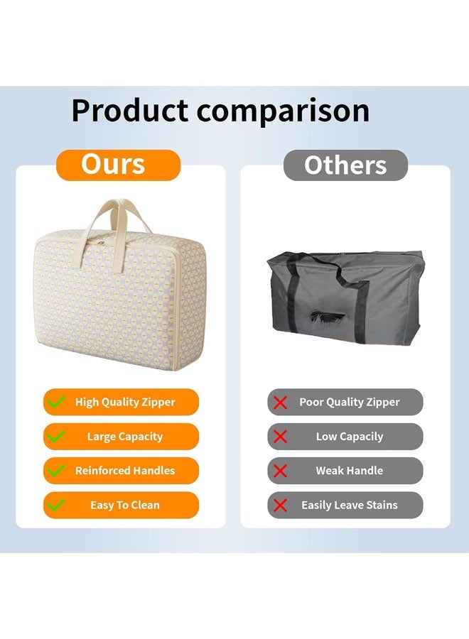 110L Clothing Storage Bag,Extra Large Moving Bags With Zips,Waterproof Clothes Storage Organizer Bags,Foldable Non-woven Closet Organizers Storage Containers with Reinforced Handle for Clothing,Reusable Bags for Moving House,Bedding Underbed Storage Bag for Clothing, Blanket, Comforters, Bed Sheets, Pillows and Toys - Image 3