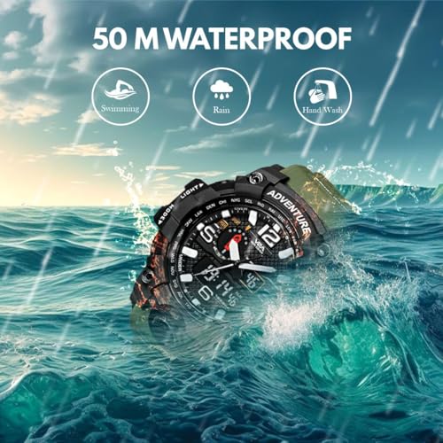 V2A Resin Analogue - Digital Men Watch (Black Dial Green Colored Strap), Green Band - Image 3