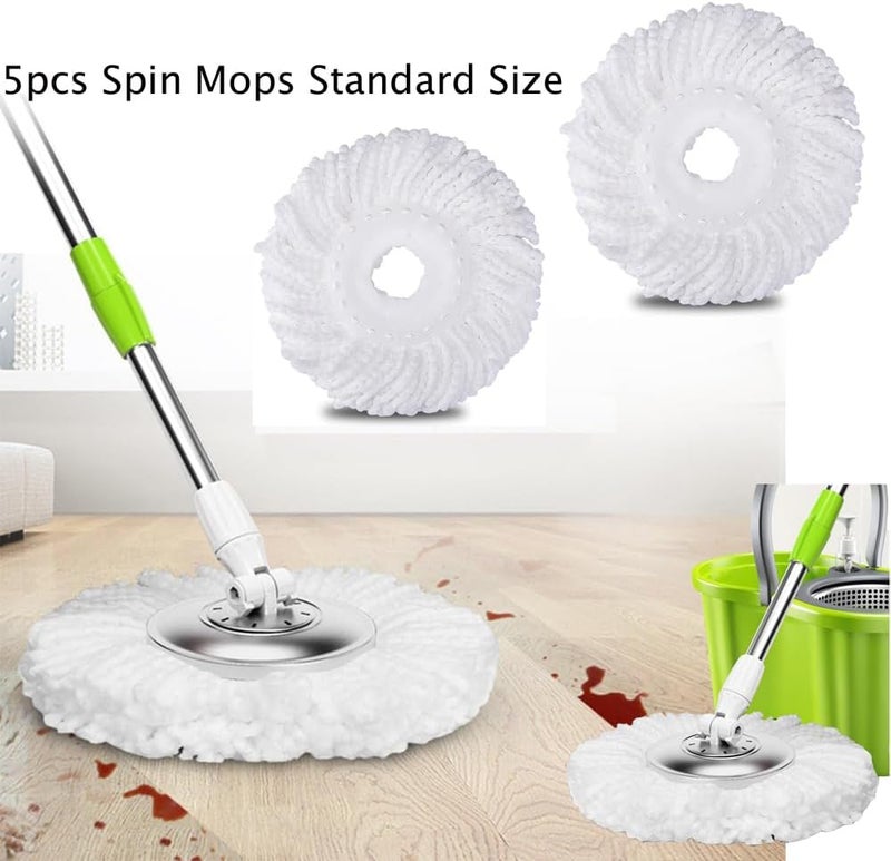 YWSHF رأس ممسحة دوارة بديل متوافق مع Hurrican وMopnado وCassabel 360 Spin Magic Mopping، رؤوس ممسحة دوارة من الألياف الدقيقة للتعبئة العامة للشكل الدائري الحجم القياسي 5 قطع - Image 3