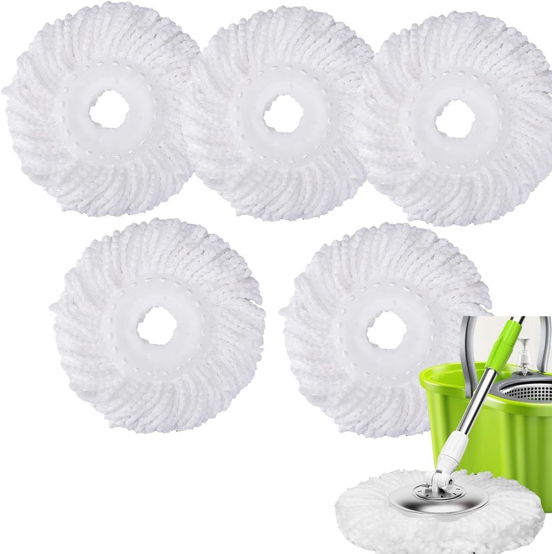 YWSHF رأس ممسحة دوارة بديل متوافق مع Hurrican وMopnado وCassabel 360 Spin Magic Mopping، رؤوس ممسحة دوارة من الألياف الدقيقة للتعبئة العامة للشكل الدائري الحجم القياسي 5 قطع - Image 1