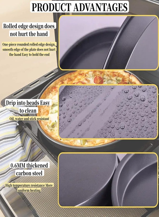 LYCNAGOGUE 2-Pack 13" Round Oven Pizza Pan, Carbon Steel Baking Sheet, Non-Stick, Compatible with Breville Smart Oven Models BOV800XL, BOV845BSS, and Traditional Wall-Mounted Ovens - Image 4