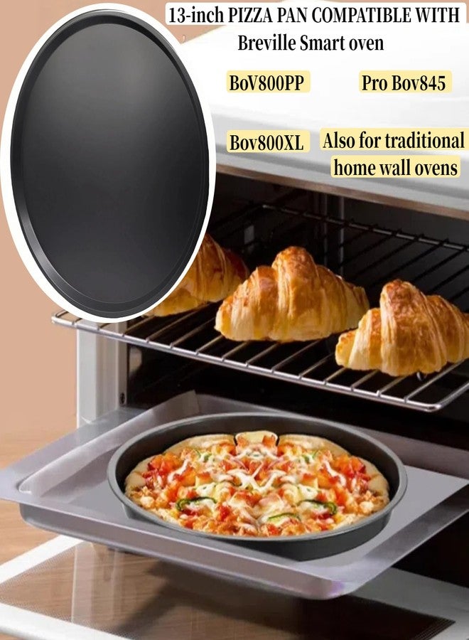 LYCNAGOGUE 2-Pack 13" Round Oven Pizza Pan, Carbon Steel Baking Sheet, Non-Stick, Compatible with Breville Smart Oven Models BOV800XL, BOV845BSS, and Traditional Wall-Mounted Ovens - Image 3