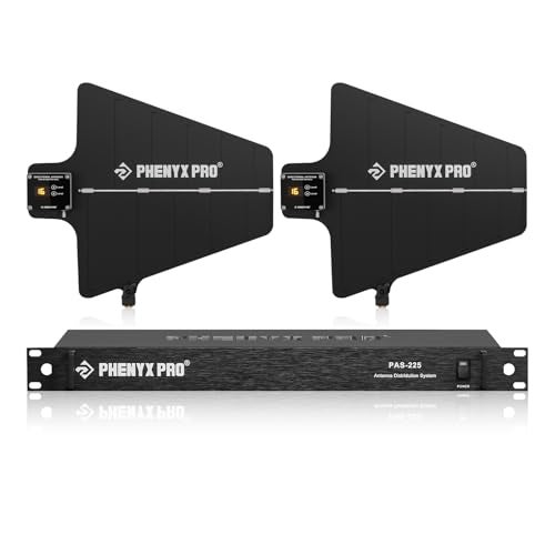 Phenyx Pro PAS225X نظام توزيع هوائي UHF لاسلكي مع حزمة مستقبلات اتجاهية نشطة مع 8 مخارج و2 منفذ كاسكيد وتغطية بطول 160 قدم لهوائي ميكروفون لاسلكي للمسرح والعروض الحية - Image 1