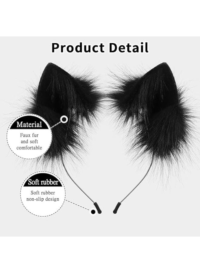 Handmade Faux Fur Animal Cat Ears Headband Furry Fox Wolf Hairhoop Headwear Costume Accessory - Image 4