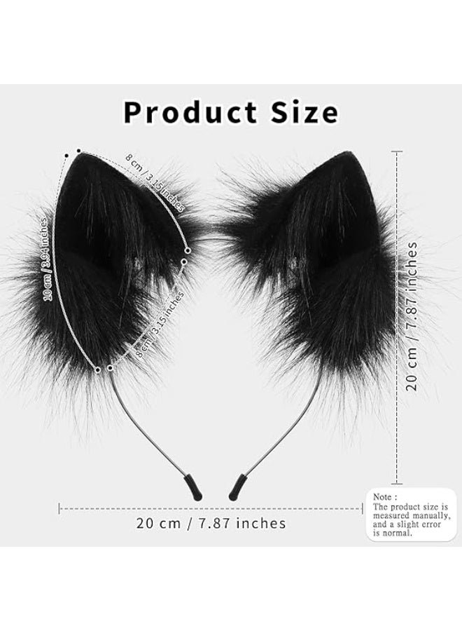 Handmade Faux Fur Animal Cat Ears Headband Furry Fox Wolf Hairhoop Headwear Costume Accessory - Image 3