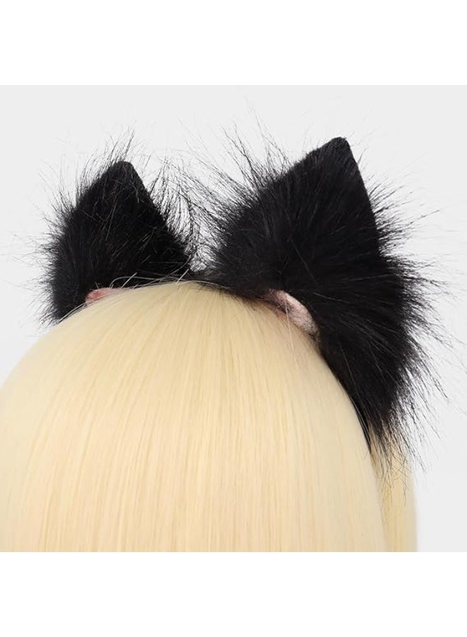 Handmade Faux Fur Animal Cat Ears Headband Furry Fox Wolf Hairhoop Headwear Costume Accessory - Image 2