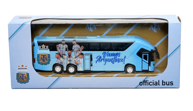 Sockers Argentina National Team Official Collectible Miniature Bus Premium DieCast Soccer Bus Toy with FrictionPower Engine PullBack Go Licensed Football Merchandise Fan Display Model - Image 3