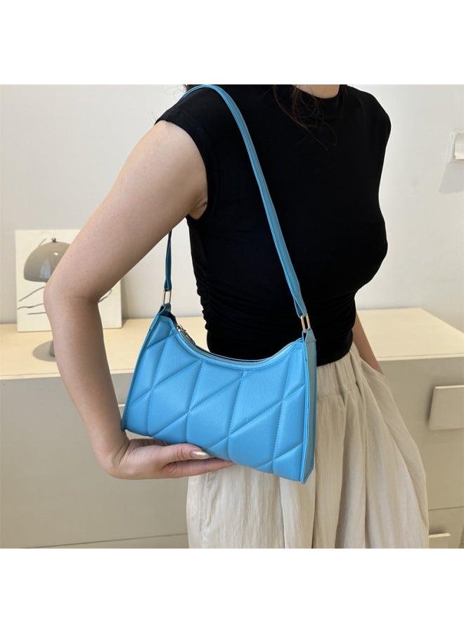Beautiful Personality Simple Western Style Diamond Embroidery Thread Shoulder Bag Female 2023 Texture Underarm Bag Travel Small Square Bag Fashion-Color:Khaki - Image 3