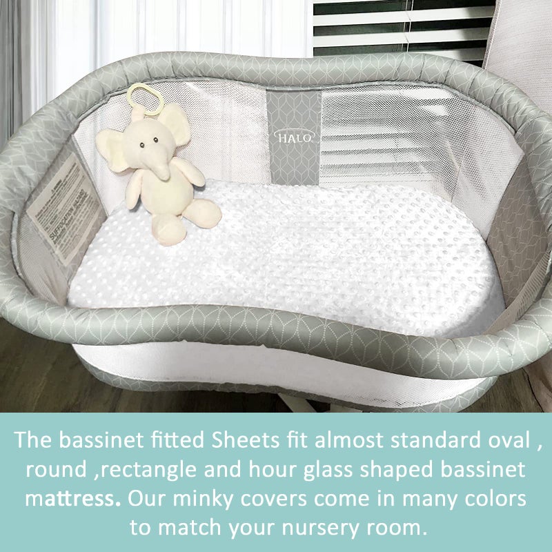 Owlowla Bassinet Sheet Set,Ultra Soft Minky Cradle Sheets Universal Fitted Bassinet Pad/Mattress for Baby Boys Girls(Ivory/Caramel) - Image 3