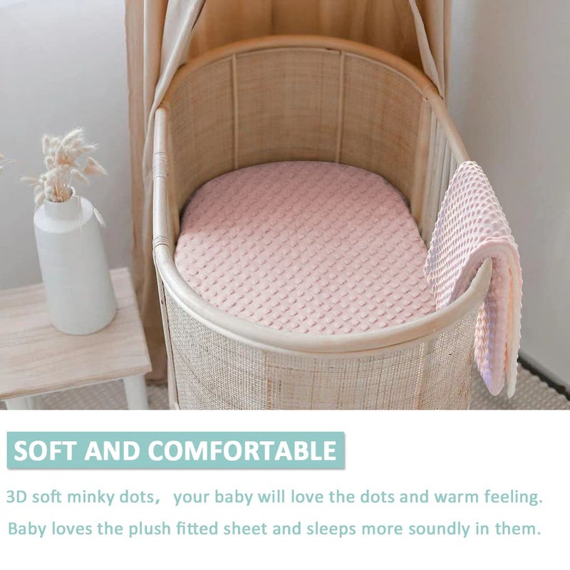 Owlowla Bassinet Sheet Set,Ultra Soft Minky Cradle Sheets Universal Fitted Bassinet Pad/Mattress for Baby Boys Girls(Ivory/Caramel) - Image 4