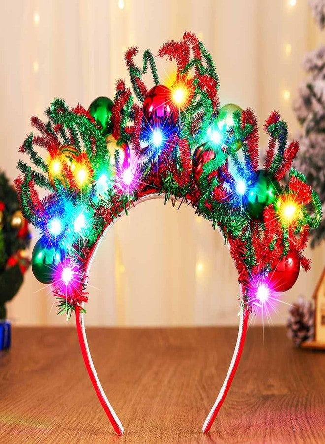 GORTIN Light up Christmas Headband Glowing Xmas Ball Headband Christmas Holiday Costume Headwear Hair Accessories for Women - Image 1