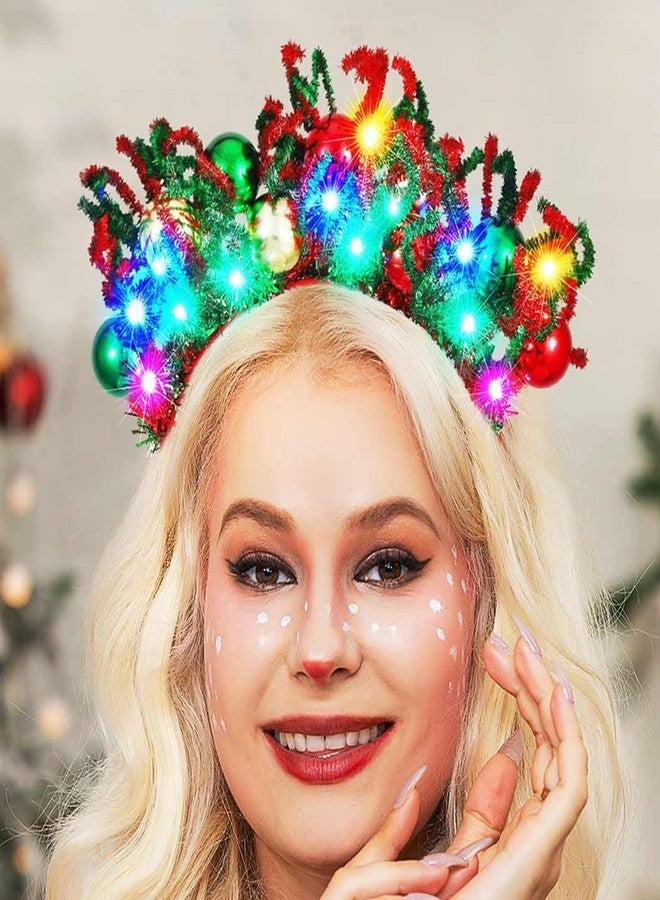 GORTIN Light up Christmas Headband Glowing Xmas Ball Headband Christmas Holiday Costume Headwear Hair Accessories for Women - Image 2