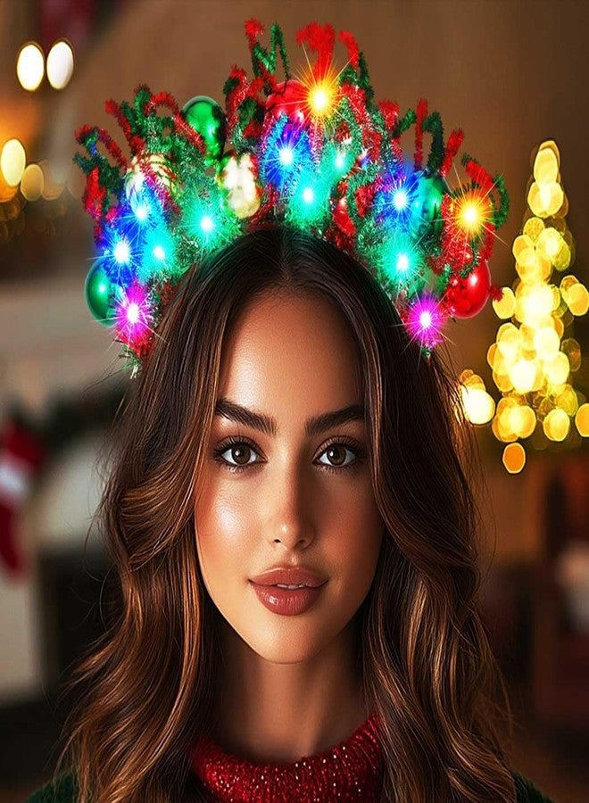 GORTIN Light up Christmas Headband Glowing Xmas Ball Headband Christmas Holiday Costume Headwear Hair Accessories for Women - Image 4