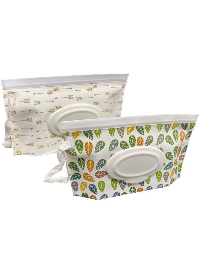ULVBABI ULVBABI Portable Pouch Bags Set, 2 Pack Wet Wipe Holder Container, Reusable and Refillable Personal Travel Wet Wipes Dispenser Cases  - Image 1