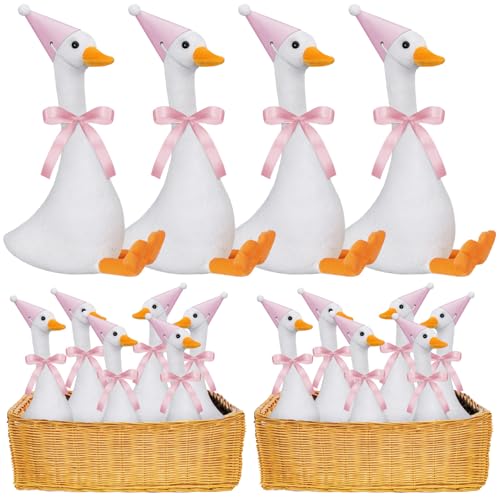 Blueweenly 12 Sets Silly Goose Birthday Decor 1st Adopt a Goose Party Favor Gift 71 Inch Stuffed Animal with Mini Party Hat and Ribbon for Christmas Birthday GiftCutePink - Image 5