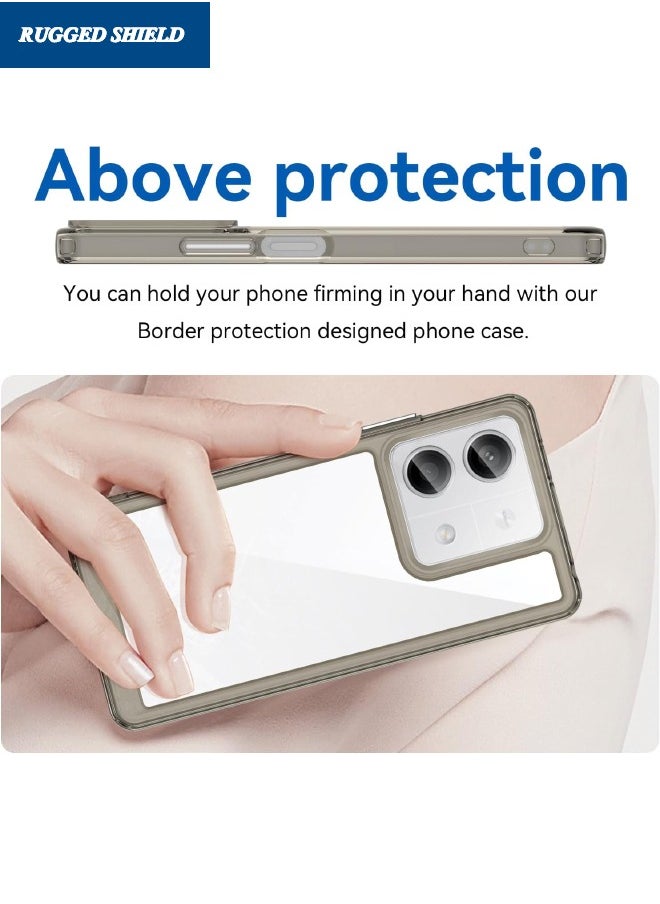 RUGGED SHIELD - Redmi Note 13 Phone Case(Not 4G), Clear Acrylic Hard Back Panel+Soft TPU Bumper, Defend from Drop/Scratch/Slip/Fingerprint Protective Case Cove for Redmi Note 13 5G (Transparent Grey) - Image 1