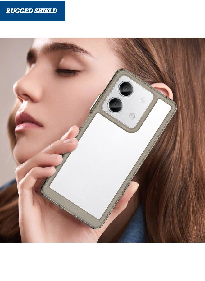 RUGGED SHIELD - Redmi Note 13 Phone Case(Not 4G), Clear Acrylic Hard Back Panel+Soft TPU Bumper, Defend from Drop/Scratch/Slip/Fingerprint Protective Case Cove for Redmi Note 13 5G (Transparent Grey) - Image 1