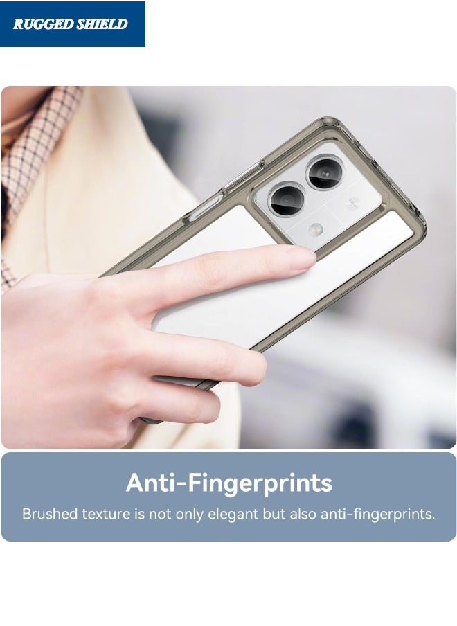 RUGGED SHIELD - Redmi Note 13 Phone Case(Not 4G), Clear Acrylic Hard Back Panel+Soft TPU Bumper, Defend from Drop/Scratch/Slip/Fingerprint Protective Case Cove for Redmi Note 13 5G (Transparent Grey) - Image 1