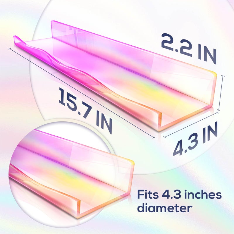 YMVV Large Iridescent Clear Acrylic Wall Mounted Floating Shelf, Perfume Organizer Shelf,Modern 15.7 IN Thickened Bathroom Storage Toy Display Organizer Decor 4 Pack - Image 4