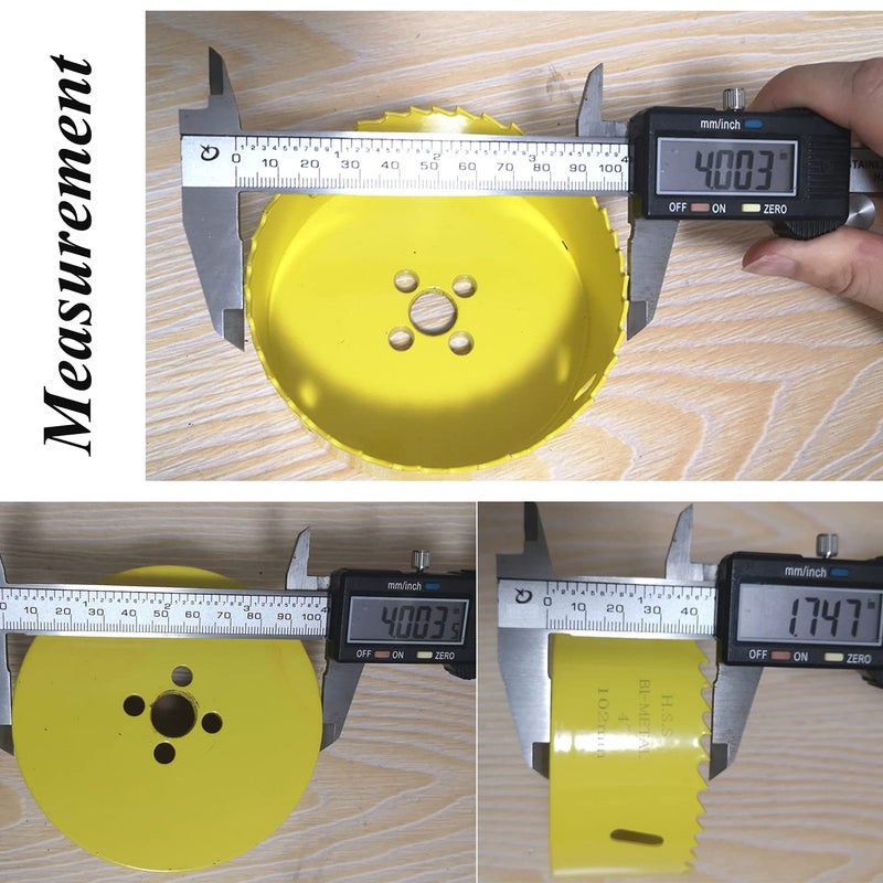 JIECHENG Bi-Metal 4 inch Hole Saw with Arbor Mandrel for Deeper Cutting of Wood,Cornhole Boards,Drywall,Plasterboard,Plywood,Steel,Aluminium,Brass,Copper,Zinc,Tin,102mm - Image 3
